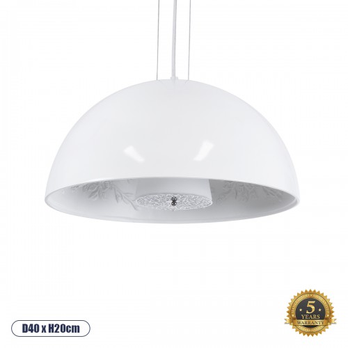 GloboStar® SERENIA WHITE 01152 Μοντέρνο Κρεμαστό Φωτιστικό Οροφής Μονόφωτο Λευκό Γύψινο Καμπάνα Φ40 x 19cm Διακόσμηση - Φωτισμός - Χαλιά