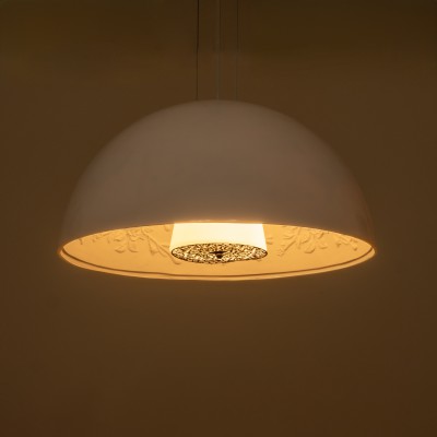 GloboStar® SERENIA WHITE 01152 Μοντέρνο Κρεμαστό Φωτιστικό Οροφής Μονόφωτο Λευκό Γύψινο Καμπάνα Φ40 x 19cm Διακόσμηση - Φωτισμός - Χαλιά