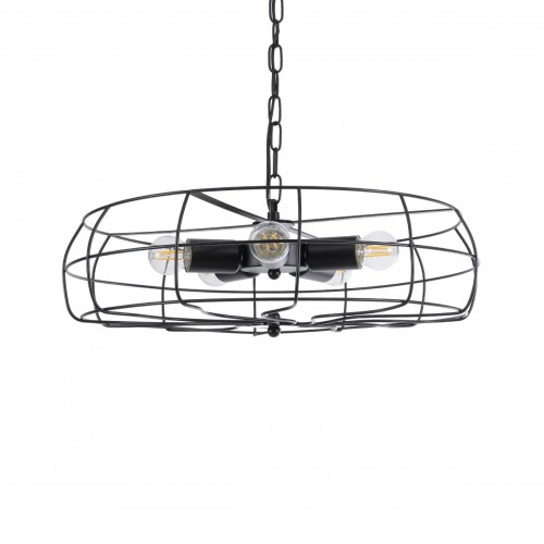 GloboStar® HELIX 01164 Vintage Industrial Κρεμαστό Φωτιστικό Οροφής Πολύφωτο Μαύρο Μεταλλικό Πλέγμα Φ46 x Y13cm Διακόσμηση - Φωτισμός - Χαλιά
