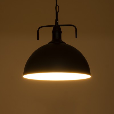 GloboStar® LARKIN 01175 Vintage Κρεμαστό Φωτιστικό Οροφής Μονόφωτο 1 x E27 Μαύρο Μεταλλικό Καμπάνα Φ31 x Y30cm Διακόσμηση - Φωτισμός - Χαλιά