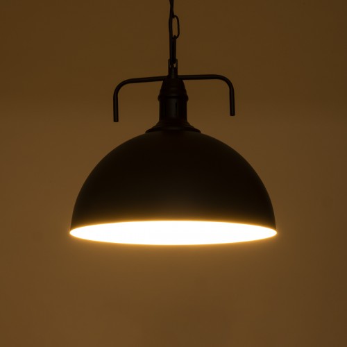 GloboStar® LARKIN 01175 Vintage Κρεμαστό Φωτιστικό Οροφής Μονόφωτο 1 x E27 Μαύρο Μεταλλικό Καμπάνα Φ31 x Y30cm Διακόσμηση - Φωτισμός - Χαλιά