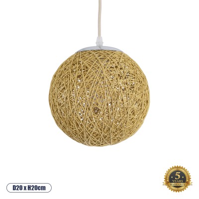 GLOBOSTAR® OCEANA 01200 Boho Κρεμαστό Φωτιστικό Οροφής με Ντουί 1 x E27 AC 220-240V IP20 - Μπεζ - Μ20 x Π20 x Υ20cm