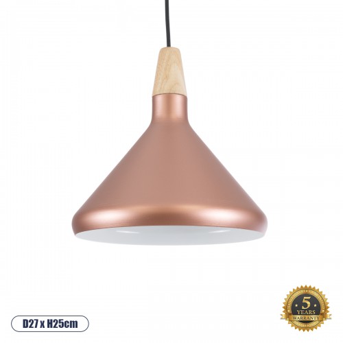 GloboStar® BARING 01224 Μοντέρνο Κρεμαστό Φωτιστικό Οροφής Μονόφωτο Χάλκινο Μεταλλικό Καμπάνα Φ27 x Y25cm Διακόσμηση - Φωτισμός - Χαλιά