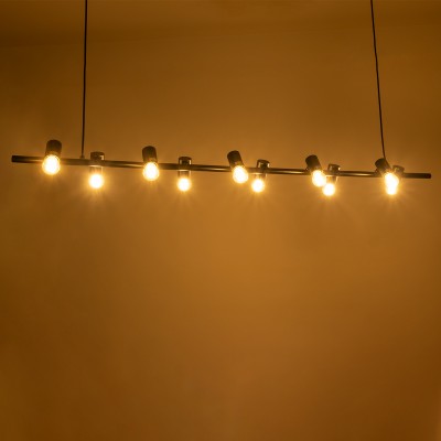 GloboStar® ALFREDA 01242 Μοντέρνο Κρεμαστό Φωτιστικό Οροφής Πολύφωτο Μαύρο Μεταλλικό Ράγα Μ140 x Π18 x Υ100cm Διακόσμηση - Φωτισμός - Χαλιά