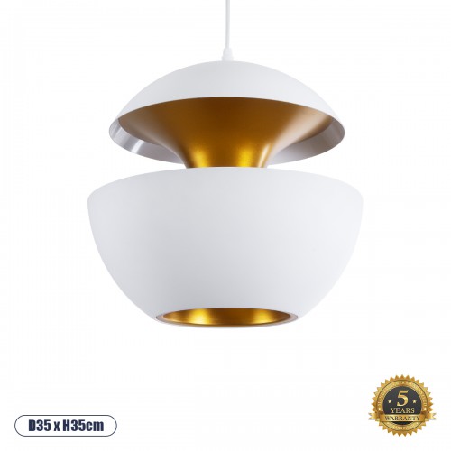 GloboStar® SEVILLE WHITE 01268 Μοντέρνο Κρεμαστό Φωτιστικό Οροφής Μονόφωτο 1 x E27 Λευκό Μεταλλικό Φ35 x 33cm Διακόσμηση - Φωτισμός - Χαλιά