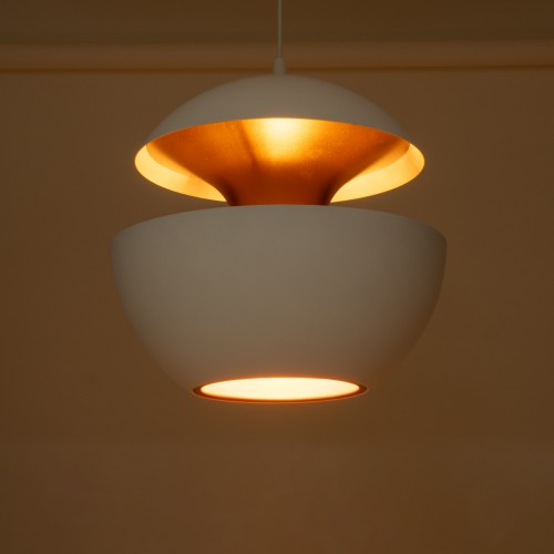 GloboStar® SEVILLE WHITE 01268 Μοντέρνο Κρεμαστό Φωτιστικό Οροφής Μονόφωτο 1 x E27 Λευκό Μεταλλικό Φ35 x 33cm Διακόσμηση - Φωτισμός - Χαλιά