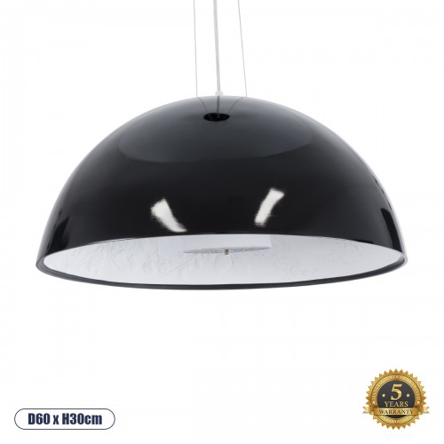 GloboStar® SERENIA BLACK 01270 Μοντέρνο Κρεμαστό Φωτιστικό Οροφής Μονόφωτο Μαύρο Γύψινο Καμπάνα Φ60 x Y30cm Διακόσμηση - Φωτισμός - Χαλιά
