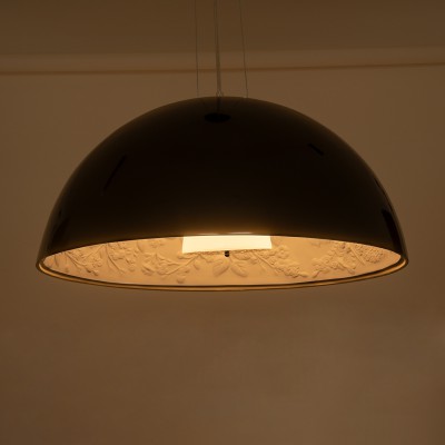 GloboStar® SERENIA BLACK 01270 Μοντέρνο Κρεμαστό Φωτιστικό Οροφής Μονόφωτο Μαύρο Γύψινο Καμπάνα Φ60 x Y30cm Διακόσμηση - Φωτισμός - Χαλιά