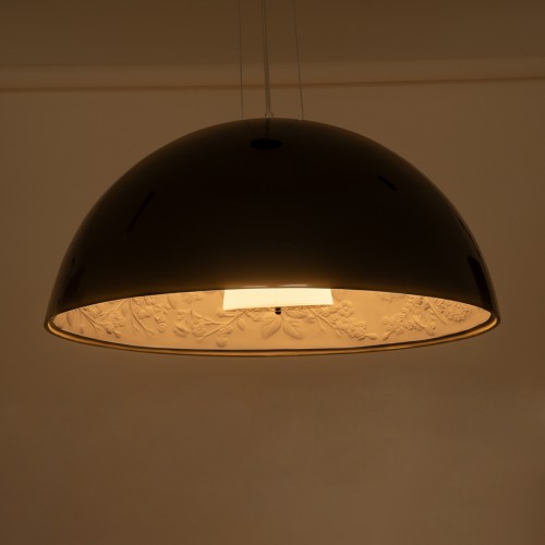 GloboStar® SERENIA BLACK 01270 Μοντέρνο Κρεμαστό Φωτιστικό Οροφής Μονόφωτο Μαύρο Γύψινο Καμπάνα Φ60 x Y30cm Διακόσμηση - Φωτισμός - Χαλιά