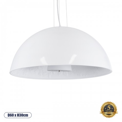 GloboStar® SERENIA WHITE 01271 Μοντέρνο Κρεμαστό Φωτιστικό Οροφής Μονόφωτο Λευκό Γύψινο Καμπάνα Φ60 x Y30cm Διακόσμηση - Φωτισμός - Χαλιά