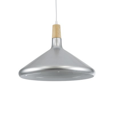 GLOBOSTAR® FELICITA 01276 Μοντέρνο Κρεμαστό Φωτιστικό Οροφής με Ντουί 1 x E27 AC 220-240V IP20 - Ασημί & Μπεζ - Μ40 x Π40 x Y30cm