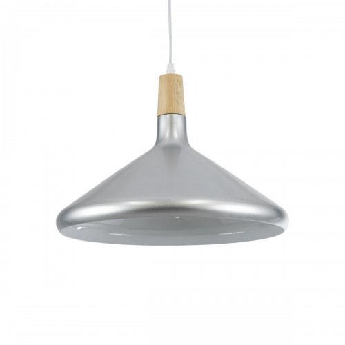 GloboStar® FELICITA 01276 Μοντέρνο Κρεμαστό Φωτιστικό Οροφής Μονόφωτο Ασημί Μεταλλικό Καμπάνα Φ39 x Y22cm Διακόσμηση - Φωτισμός - Χαλιά