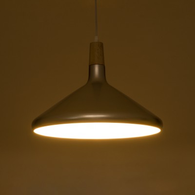 GloboStar® FELICITA 01276 Μοντέρνο Κρεμαστό Φωτιστικό Οροφής Μονόφωτο Ασημί Μεταλλικό Καμπάνα Φ39 x Y22cm Διακόσμηση - Φωτισμός - Χαλιά