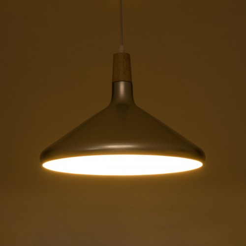 GloboStar® FELICITA 01276 Μοντέρνο Κρεμαστό Φωτιστικό Οροφής Μονόφωτο Ασημί Μεταλλικό Καμπάνα Φ39 x Y22cm Διακόσμηση - Φωτισμός - Χαλιά