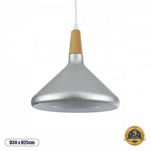 GloboStar® PIROZZI 01277 Μοντέρνο Κρεμαστό Φωτιστικό Οροφής Μονόφωτο Ασημί Μεταλλικό Καμπάνα Φ27 x Y20cm Διακόσμηση - Φωτισμός - Χαλιά