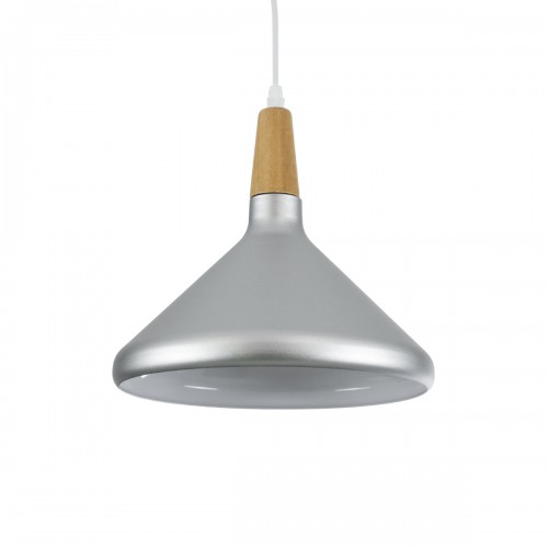 GloboStar® PIROZZI 01277 Μοντέρνο Κρεμαστό Φωτιστικό Οροφής Μονόφωτο Ασημί Μεταλλικό Καμπάνα Φ27 x Y20cm Διακόσμηση - Φωτισμός - Χαλιά