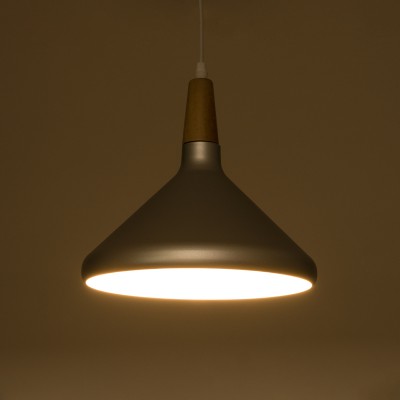 GloboStar® PIROZZI 01277 Μοντέρνο Κρεμαστό Φωτιστικό Οροφής Μονόφωτο Ασημί Μεταλλικό Καμπάνα Φ27 x Y20cm Διακόσμηση - Φωτισμός - Χαλιά