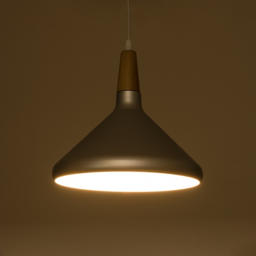 GloboStar® PIROZZI 01277 Μοντέρνο Κρεμαστό Φωτιστικό Οροφής Μονόφωτο Ασημί Μεταλλικό Καμπάνα Φ27 x Y20cm Διακόσμηση - Φωτισμός - Χαλιά