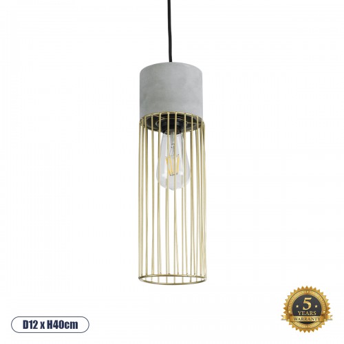 GLOBOSTAR® DURANT 01322 Μοντέρνο Κρεμαστό Φωτιστικό Οροφής με Ντουί 1 x E27 AC 220-240V IP20 - Γκρι & Χρυσό - Μ12 x Π12 x Υ40cm GLOBOSTAR® DURANT 01322 Μοντέρνο Κρεμαστό Φωτιστικό Οροφής με Ντουί 1 x E27 AC 220-240V IP20 - Γκρι & Χρυσό - Μ12 x Π12 x Υ40cm