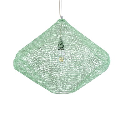 GLOBOSTAR® KENTUCKY 01866 Vintage Κρεμαστό Φωτιστικό Οροφής με Ντουί 1 x E27 AC 220-240V IP20 - Τιρκουάζ - Μ60 x Π60 x Υ50cm