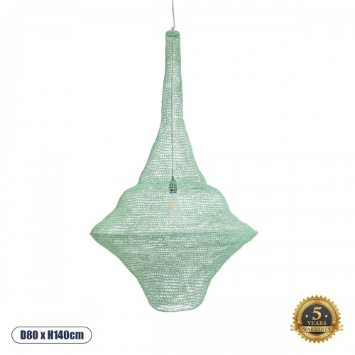 GloboStar® KENTUCKY 01879 Vintage Κρεμαστό Φωτιστικό Οροφής Μονόφωτο 1 x E27 AC220-240V IP20 - Φ80 x Υ140cm - Τιρκουάζ Μεταλλικό Πλέγμα - 5 Χρόνια Εγγύηση Διακόσμηση - Φως - Χαλιά