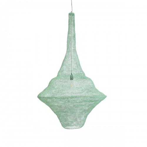 GloboStar® KENTUCKY 01879 Vintage Κρεμαστό Φωτιστικό Οροφής Μονόφωτο 1 x E27 AC220-240V IP20 - Φ80 x Υ140cm - Τιρκουάζ Μεταλλικό Πλέγμα - 5 Χρόνια Εγγύηση Διακόσμηση - Φως - Χαλιά