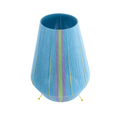 GloboStar® HABANA 02333 Boho Επιδαπέδιο Φωτιστικό Μονόφωτο 1 x E27 AC220-240V IP20 - Φ50 x Υ70cm - Γαλάζιο με Μωβ και Πράσινο με Κίτρινες Λεπτομέριες Λεπτό Νήμα Βαμβακερό Πλέγμα - 5 Χρόνια Εγγύηση Διακόσμηση - Φως - Χαλιά