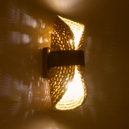 GloboStar® GUAVA 02385 Boho Φωτιστικό Τοίχου - Απλίκα Δίφωτο 2 x G9 AC220-240V IP20 - Μ11 x Π13 x Υ30cm - Μπεζ Ξύλινο Μπαμπού Πλέγμα με Καφέ Δέρμα - 5 Χρόνια Εγγύηση Διακόσμηση - Φως - Χαλιά GloboStar® GUAVA 02385 Boho Φωτιστικό Τοίχου - Απλίκα Δίφωτο 2 x G9 AC220-240V IP20 - Μ11 x Π13 x Υ30cm - Μπεζ Ξύλινο Μπαμπού Πλέγμα με Καφέ Δέρμα - 5 Χρόνια Εγγύηση Διακόσμηση - Φως - Χαλιά