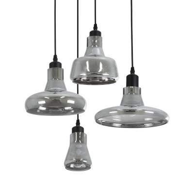 GLOBOSTAR® FEMINE 01011 Μοντέρνο Κρεμαστό Φωτιστικό Οροφής με Ντουί 4 x E27 AC 220-240V IP20 - Γκρι & Μαύρο - Μ70 x Π70 x Y24.5cm - Σετ 4 Τεμαχίων GLOBOSTAR® FEMINE 01011 Μοντέρνο Κρεμαστό Φωτιστικό Οροφής με Ντουί 4 x E27 AC 220-240V IP20 - Γκρι & Μαύρο - Μ70 x Π70 x Y24.5cm - Σετ 4 Τεμαχίων