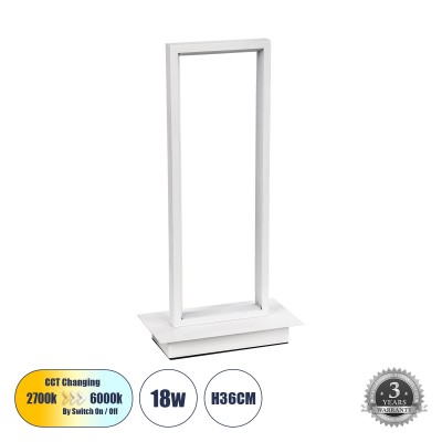 GLOBOSTAR® CORNELIE 60461 Μοντέρνο Επιτραπέζιο Φωτιστικό LED CCT 18W 1980lm 200° AC 220-240V IP20 Ρυθμιζόμενο Λευκό CCT με On/Off 2700K/4500K/6000K - Lumileds SMD Chip - Λευκό - Μ18 x Π10 x Υ36cm - 3 Χρόνια Εγγύηση GLOBOSTAR® CORNELIE 60461 Μοντέρνο Επιτραπέζιο Φωτιστικό LED CCT 18W 1980lm 200° AC 220-240V IP20 Ρυθμιζόμενο Λευκό CCT με On/Off 2700K/4500K/6000K - Lumileds SMD Chip - Λευκό - Μ18 x Π10 x Υ36cm - 3 Χρόνια Εγγύηση