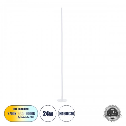 GloboStar® DALUMA 60471 Επιδαπέδιο Φωτιστικό LED CCT 24W 2640lm 200° AC 220-240V - Εναλλαγή Φωτισμού μέσω On/Off All In One Ψυχρό 6000k+Φυσικό 4500k+Θερμό 2700k Μ18 x Π18 x Υ160cm - Λευκό - 3 Χρόνια Εγγύηση Διακόσμηση - Φως - Χαλιά GloboStar® DALUMA 60471 Επιδαπέδιο Φωτιστικό LED CCT 24W 2640lm 200° AC 220-240V - Εναλλαγή Φωτισμού μέσω On/Off All In One Ψυχρό 6000k+Φυσικό 4500k+Θερμό 2700k Μ18 x Π18 x Υ160cm - Λευκό - 3 Χρόνια Εγγύηση Διακόσμηση - Φως - Χαλιά