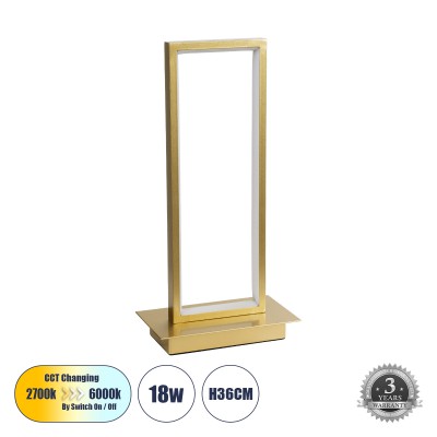 GLOBOSTAR® CORNELIE 60462 Μοντέρνο Επιτραπέζιο Φωτιστικό LED CCT 18W 1980lm 200° AC 220-240V IP20 Ρυθμιζόμενο Λευκό CCT με On/Off 2700K/4500K/6000K - Lumileds SMD Chip - Χρυσό - Μ18 x Π10 x Υ36cm - 3 Χρόνια Εγγύηση GLOBOSTAR® CORNELIE 60462 Μοντέρνο Επιτραπέζιο Φωτιστικό LED CCT 18W 1980lm 200° AC 220-240V IP20 Ρυθμιζόμενο Λευκό CCT με On/Off 2700K/4500K/6000K - Lumileds SMD Chip - Χρυσό - Μ18 x Π10 x Υ36cm - 3 Χρόνια Εγγύηση
