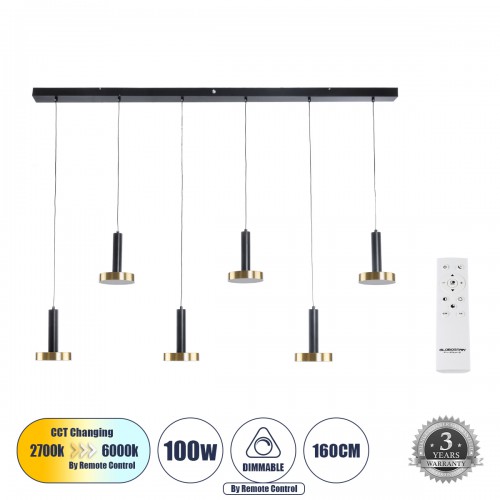 GLOBOSTAR® ZANE 60937 Κρεμαστό Φωτιστικό Design LED CCT 100W 11200lm 120° AC 220-240V IP20 - Εναλλαγή Φωτισμού μέσω Τηλεχειριστηρίου All In One Ψυχρό 6000k+Φυσικό 4500k+Θερμό 2700k Dimmable - Μ160 x Π15 x Υ20cm - Μαύρο & Χρυσό - 3 Χρόνια Εγγύηση Διακό GLOBOSTAR® ZANE 60937 Κρεμαστό Φωτιστικό Design LED CCT 100W 11200lm 120° AC 220-240V IP20 - Εναλλαγή Φωτισμού μέσω Τηλεχειριστηρίου All In One Ψυχρό 6000k+Φυσικό 4500k+Θερμό 2700k Dimmable - Μ160 x Π15 x Υ20cm - Μαύρο & Χρυσό - 3 Χρόνια Εγγύηση Διακό