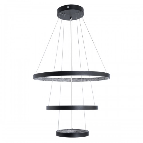 GloboStar® DIAMOND TRIO 61523 Κρεμαστό Φωτιστικό Δαχτυλίδι-Κύκλος LED CCT 100W 11200lm 360° AC 220-240V - Εναλλαγή Φωτισμού μέσω Τηλεχειριστηρίου All In One Ψυχρό 6000k+Φυσικό 4500k+Θερμό 2700k Dimmable Φ25+40+60cm - Μαυρο - 3 Χρόνια Εγγύηση Διακόσμηση - 