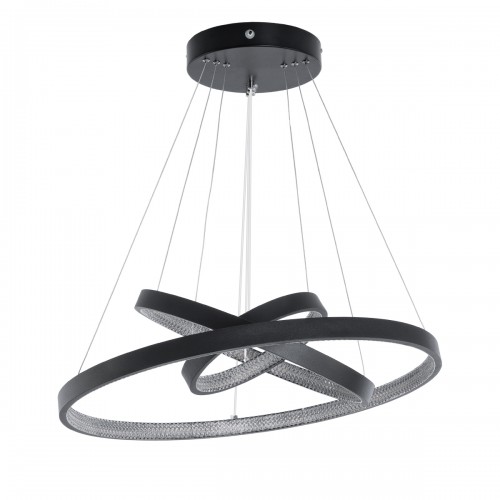 GloboStar® DIAMOND TRIO 61523-DECO Κρεμαστό Φωτιστικό Δαχτυλίδι-Κύκλος LED CCT 100W 11200lm 360° AC 220-240V - Εναλλαγή Φωτισμού μέσω Τηλεχειριστηρίου All In One Ψυχρό 6000k+Φυσικό 4500k+Θερμό 2700k Dimmable Φ25+40+60cm - Μαυρο - 3 Χρόνια Εγγύηση Διακόσμη