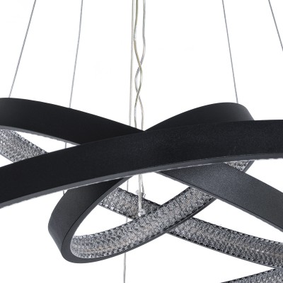 GloboStar® DIAMOND TRIO 61523-DECO Κρεμαστό Φωτιστικό Δαχτυλίδι-Κύκλος LED CCT 100W 11200lm 360° AC 220-240V - Εναλλαγή Φωτισμού μέσω Τηλεχειριστηρίου All In One Ψυχρό 6000k+Φυσικό 4500k+Θερμό 2700k Dimmable Φ25+40+60cm - Μαυρο - 3 Χρόνια Εγγύηση Διακόσμη