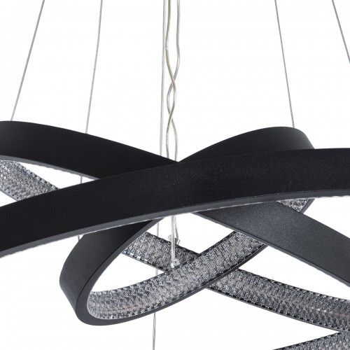 GloboStar® DIAMOND TRIO 61523-DECO Κρεμαστό Φωτιστικό Δαχτυλίδι-Κύκλος LED CCT 100W 11200lm 360° AC 220-240V - Εναλλαγή Φωτισμού μέσω Τηλεχειριστηρίου All In One Ψυχρό 6000k+Φυσικό 4500k+Θερμό 2700k Dimmable Φ25+40+60cm - Μαυρο - 3 Χρόνια Εγγύηση Διακόσμη