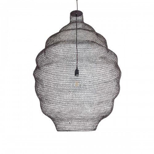 GloboStar® KENTUCKY 01902 Vintage Κρεμαστό Φωτιστικό Οροφής Μονόφωτο 1 x E27 AC220-240V IP20 - Φ80 x Υ110cm - Σκούρο Καφέ Μεταλλικό Πλέγμα Διακόσμηση - Φως - Χαλιά