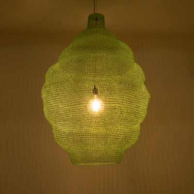 GloboStar® KENTUCKY 01903 Vintage Κρεμαστό Φωτιστικό Οροφής Μονόφωτο 1 x E27 AC220-240V IP20 - Φ80 x Υ110cm - Τιρκουάζ Μεταλλικό Πλέγμα Διακόσμηση - Φως - Χαλιά