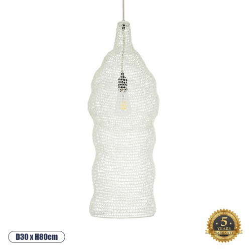 GLOBOSTAR® KENTUCKY 01904 Vintage Κρεμαστό Φωτιστικό Οροφής με Ντουί 1 x E27 AC 220-240V IP20 - Λευκό - Μ30 x Π30 x Y80cm GLOBOSTAR® KENTUCKY 01904 Vintage Κρεμαστό Φωτιστικό Οροφής με Ντουί 1 x E27 AC 220-240V IP20 - Λευκό - Μ30 x Π30 x Y80cm
