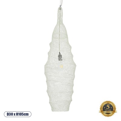 GLOBOSTAR® KENTUCKY 01907 Vintage Κρεμαστό Φωτιστικό Οροφής με Ντουί 1 x E27 AC 220-240V IP20 - Λευκό - Μ30 x Π30 x Y105cm GLOBOSTAR® KENTUCKY 01907 Vintage Κρεμαστό Φωτιστικό Οροφής με Ντουί 1 x E27 AC 220-240V IP20 - Λευκό - Μ30 x Π30 x Y105cm