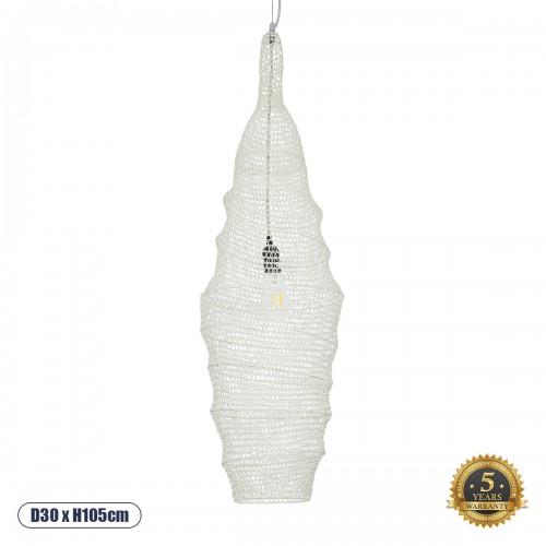 GLOBOSTAR® KENTUCKY 01907 Vintage Κρεμαστό Φωτιστικό Οροφής με Ντουί 1 x E27 AC 220-240V IP20 - Λευκό - Μ30 x Π30 x Y105cm GLOBOSTAR® KENTUCKY 01907 Vintage Κρεμαστό Φωτιστικό Οροφής με Ντουί 1 x E27 AC 220-240V IP20 - Λευκό - Μ30 x Π30 x Y105cm
