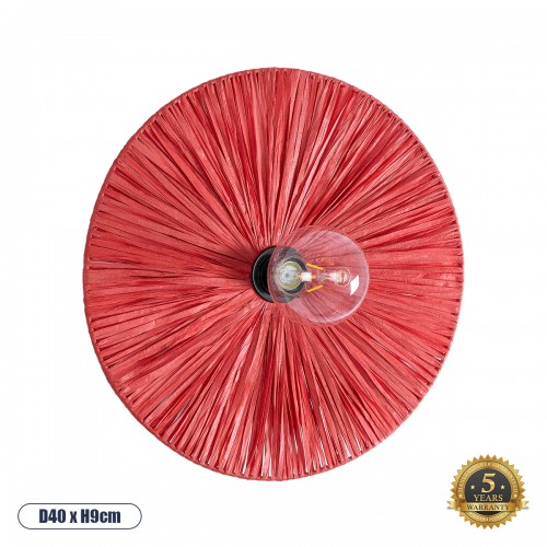 GloboStar® COLOMBO 02281 Boho Φωτιστικό Τοίχου - Απλίκα Μονόφωτο 1 x E27 AC 220-240V IP20 - Φ40 x Υ9cm - Κόκκινη Φυσική Ράφια Άχυρο Πλέγμα Διακόσμηση - Φως - Χαλιά GloboStar® COLOMBO 02281 Boho Φωτιστικό Τοίχου - Απλίκα Μονόφωτο 1 x E27 AC 220-240V IP20 - Φ40 x Υ9cm - Κόκκινη Φυσική Ράφια Άχυρο Πλέγμα Διακόσμηση - Φως - Χαλιά
