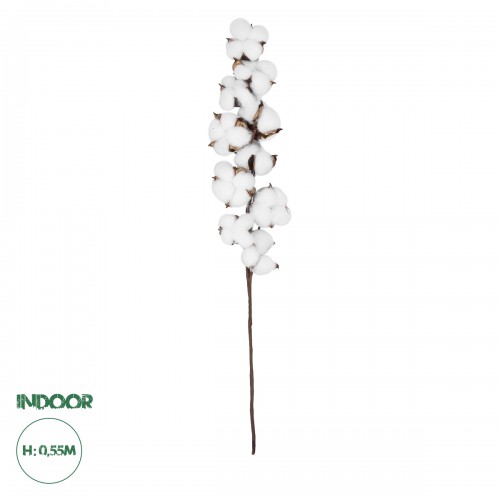 GloboStar® Artificial Garden COTTON BRANCH 20559 Τεχνητό Διακοσμητικό Κλαδί βαμβάκι Y55cm Διακόσμηση - Φως - Χαλιά