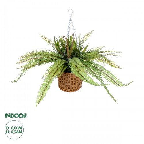 GloboStar® Artificial Garden FERN HANGING BOUQUET PLANT 20629 Τεχνητό Κρεμαστό Διακοσμητικό Φυτό Φτέρης  Y56cm Διακόσμηση - Φως - Χαλιά