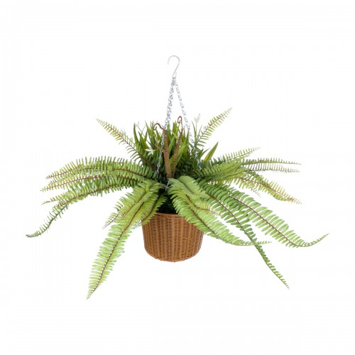 GloboStar® Artificial Garden FERN HANGING BOUQUET PLANT 20629 Τεχνητό Κρεμαστό Διακοσμητικό Φυτό Φτέρης  Y56cm Διακόσμηση - Φως - Χαλιά