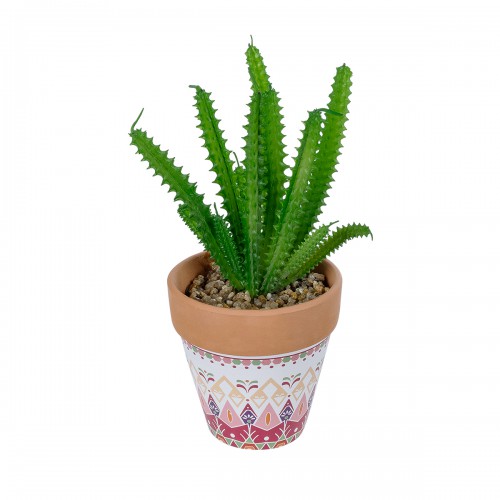 GloboStar® Artificial Garden SUCCULENT EUPHORBIA POTTED PLANT 21052 Διακοσμητικό Φυτό Ευφορβία Φ18 x Υ23cm Διακόσμηση - Φως - Χαλιά