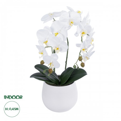GloboStar® Artificial Garden WHITE ORCHID 21117 Διακοσμητικό Φυτό Λευκή Ορχιδέα Υ45cm Διακόσμηση - Φως - Χαλιά GloboStar® Artificial Garden WHITE ORCHID 21117 Διακοσμητικό Φυτό Λευκή Ορχιδέα Υ45cm Διακόσμηση - Φως - Χαλιά