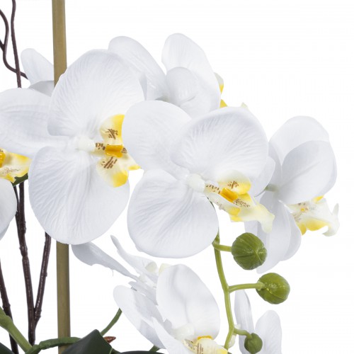 GloboStar® Artificial Garden WHITE ORCHID 21120 Διακοσμητικό Φυτό Λευκή Ορχιδέα Υ43cm Διακόσμηση - Φως - Χαλιά