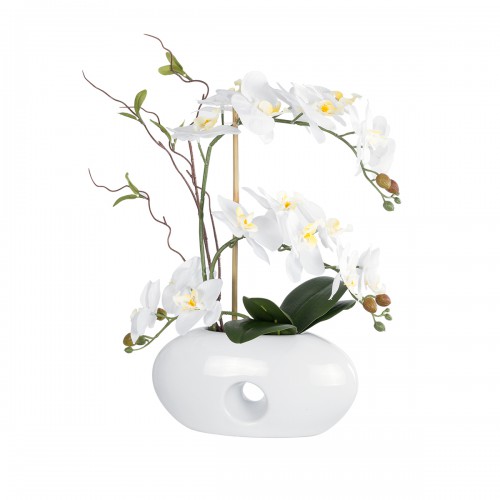GloboStar® Artificial Garden WHITE ORCHID 21125 Διακοσμητικό Φυτό Λευκή Ορχιδέα Υ42cm Διακόσμηση - Φως - Χαλιά GloboStar® Artificial Garden WHITE ORCHID 21125 Διακοσμητικό Φυτό Λευκή Ορχιδέα Υ42cm Διακόσμηση - Φως - Χαλιά